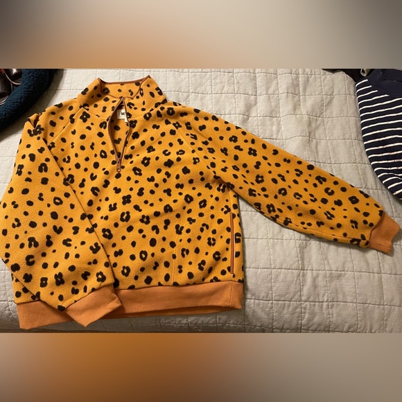 Madewell MWL Betterfleece Half-Zip Sweatshirt in Cheetah Print - Picture 2 of 5